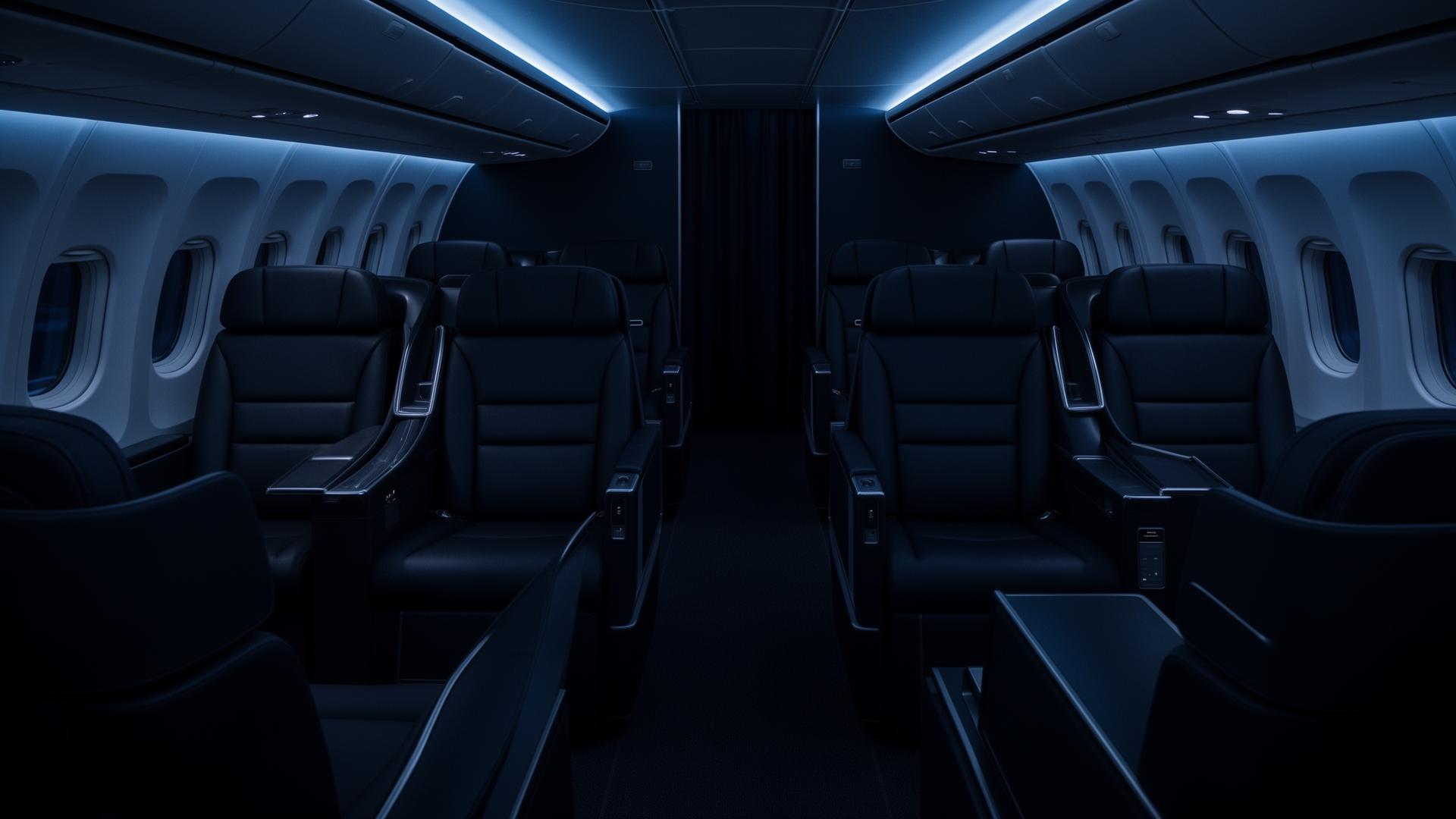 Premium business class cabin interior